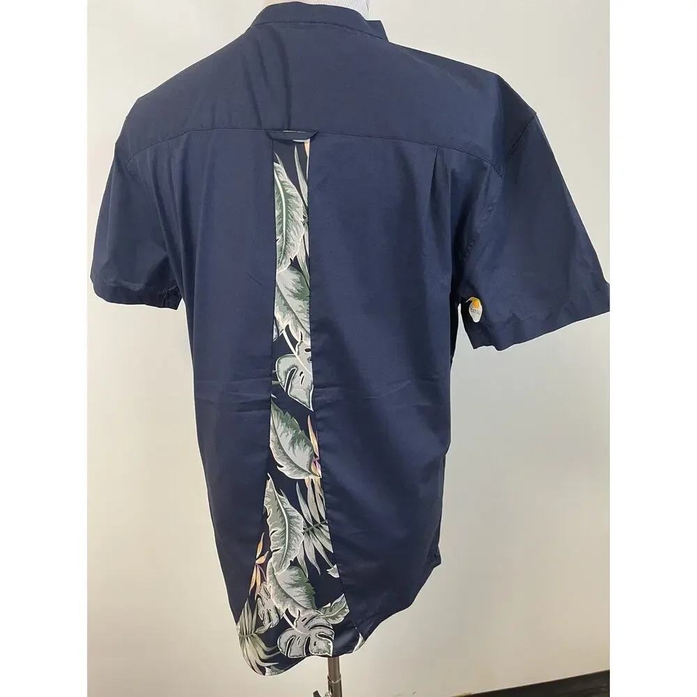 Siksilk Shirt Mens XS Button Up Blue Floral Short Sleeve Sik Silk Cotton N116